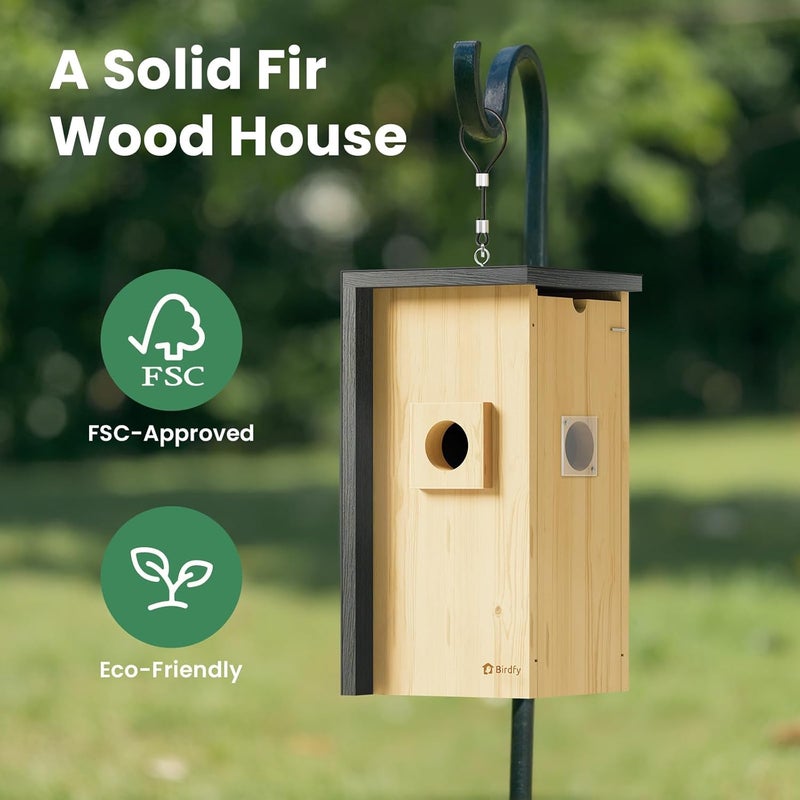 Birdfy Bird House with Camera Inside with Iron Guard, AI Identify & Nest Story, 1080P HD & Night Vision for Bluebird Finch Swallow Wren Chickadee Nesting Watching, Auto Detect & Notify - Image 5